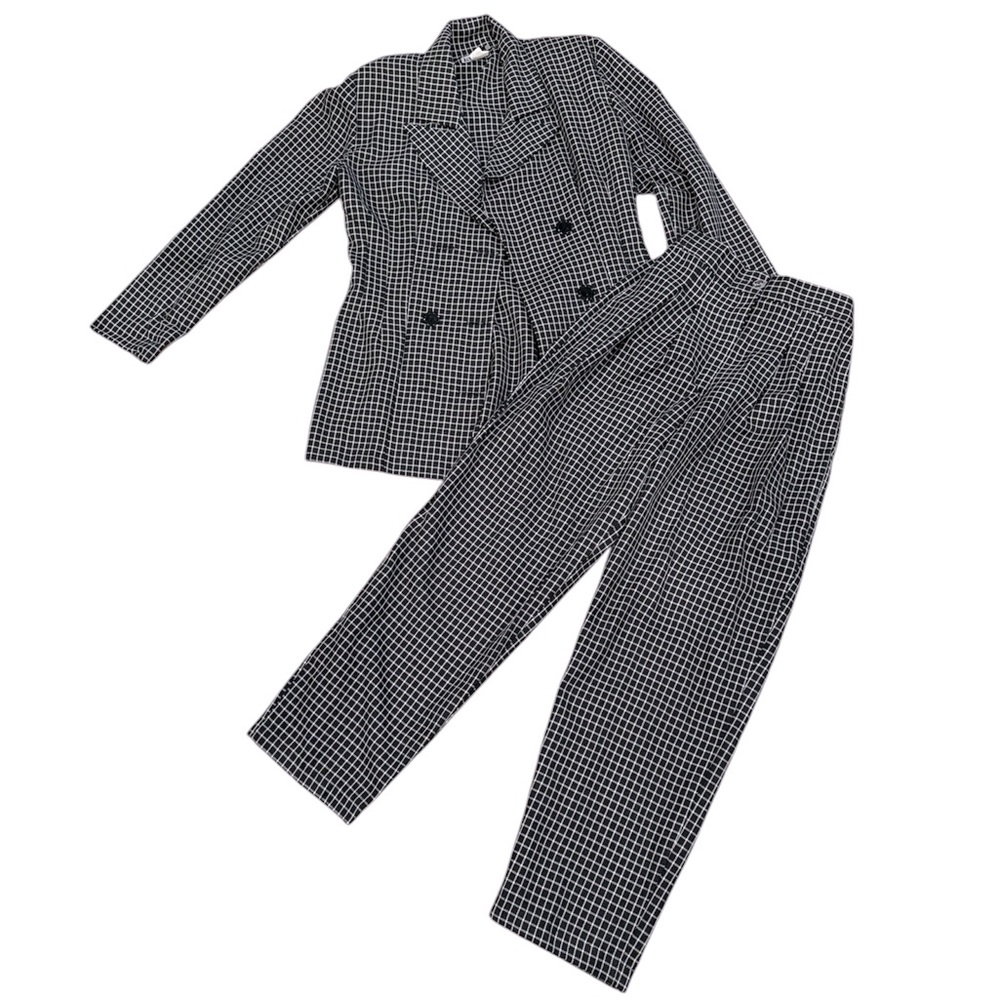 Vintage Alyn Paige Matching Set Jacket And Pants Black And White Size 5